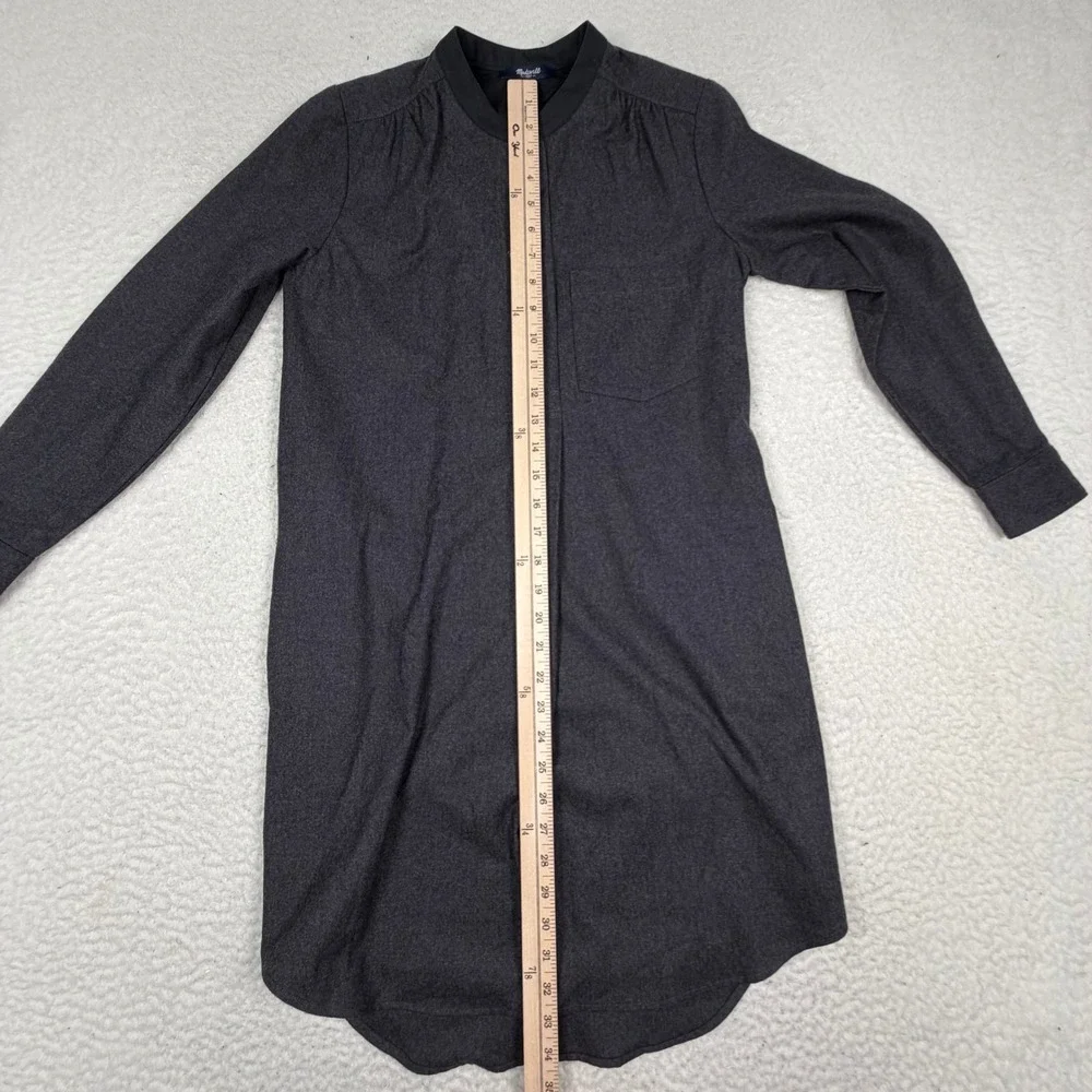 NWT Madewell Shirt Dress‎ XXS Charcoal Grey Wool Blend Mini Dark Academia Tunic
